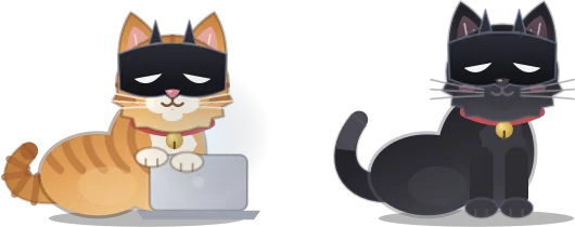 Two Nook cats wearing Batman masks
