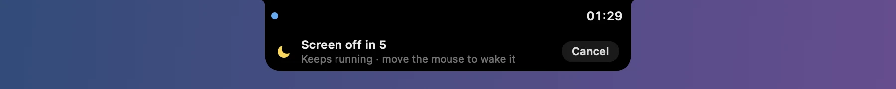 The notch counting down before the screen turns off